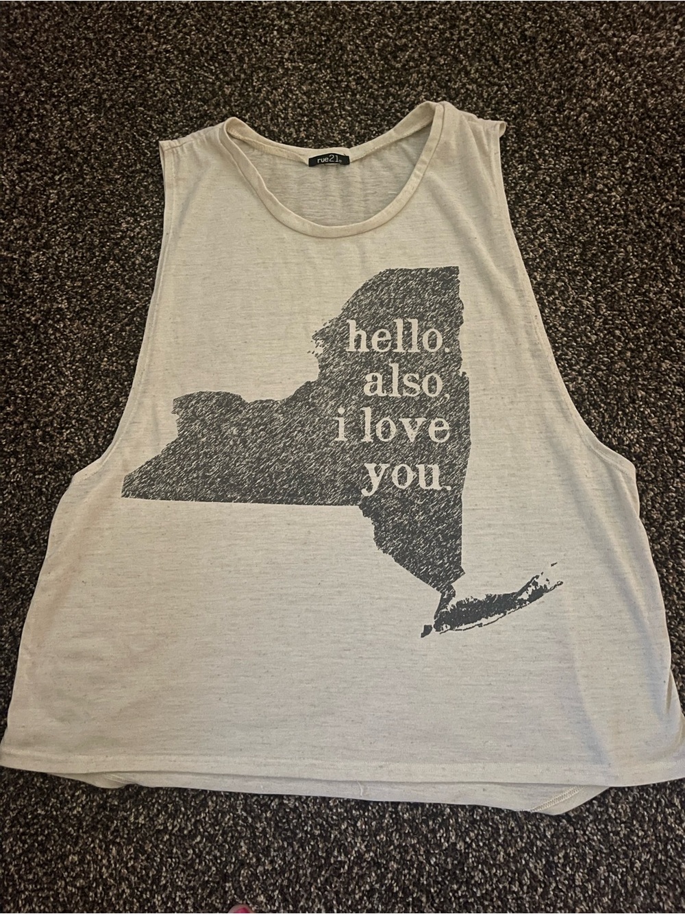 Rue21 Cream Sleeveless Muscle Tank with Subtle Texture